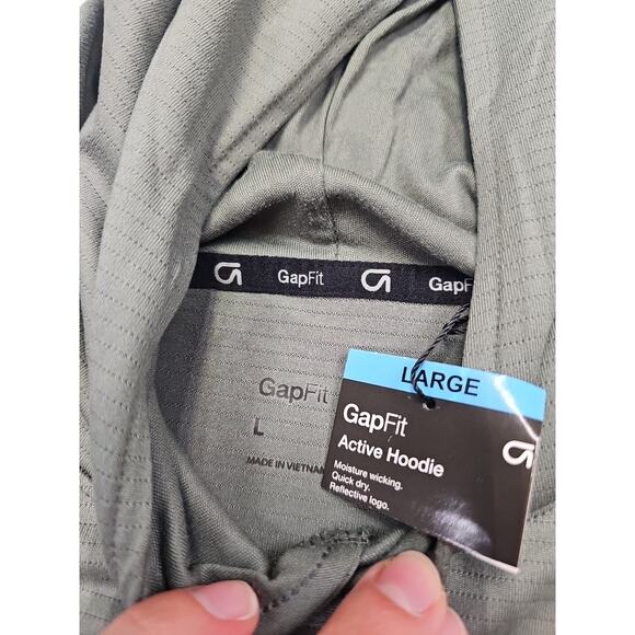 Gap Fit Shirt Mens Large Active Hoodie Green Light Weight Performance - Picture 4 of 7